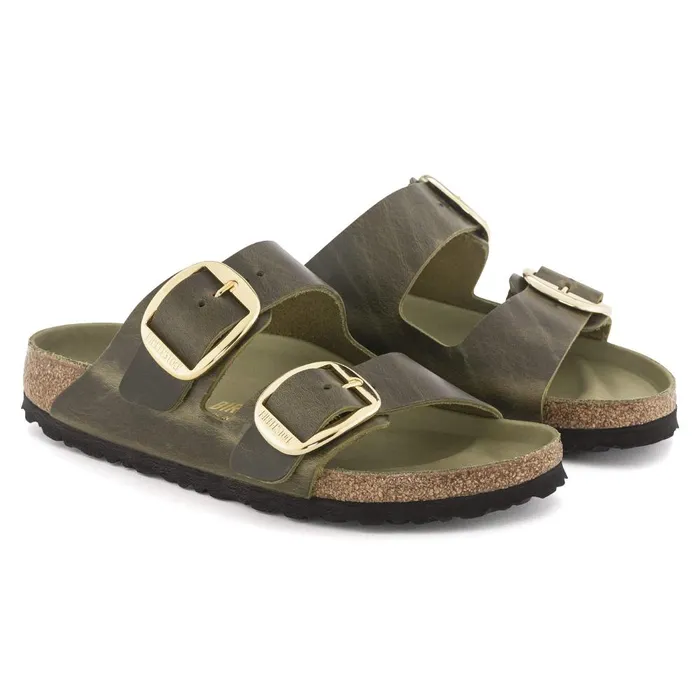 Women Birkenstock TwoStrap Arizona Big Buckle Olive Green
