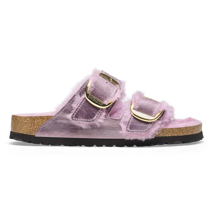 Women Birkenstock TwoStrap Arizona Big Buckle Shearling Lavender