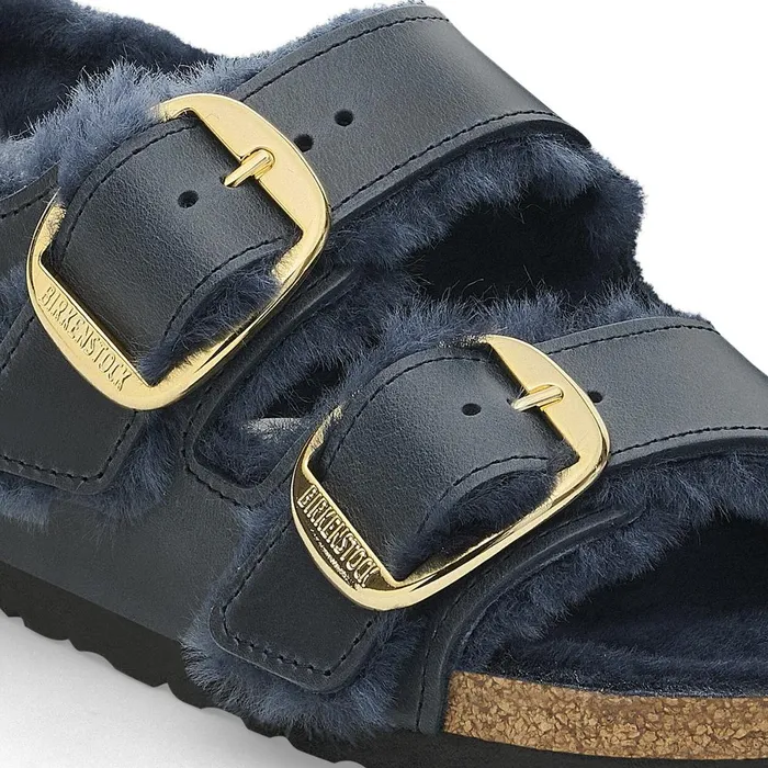 Women Birkenstock TwoStrap Milano Big Buckle Shearling Midnight