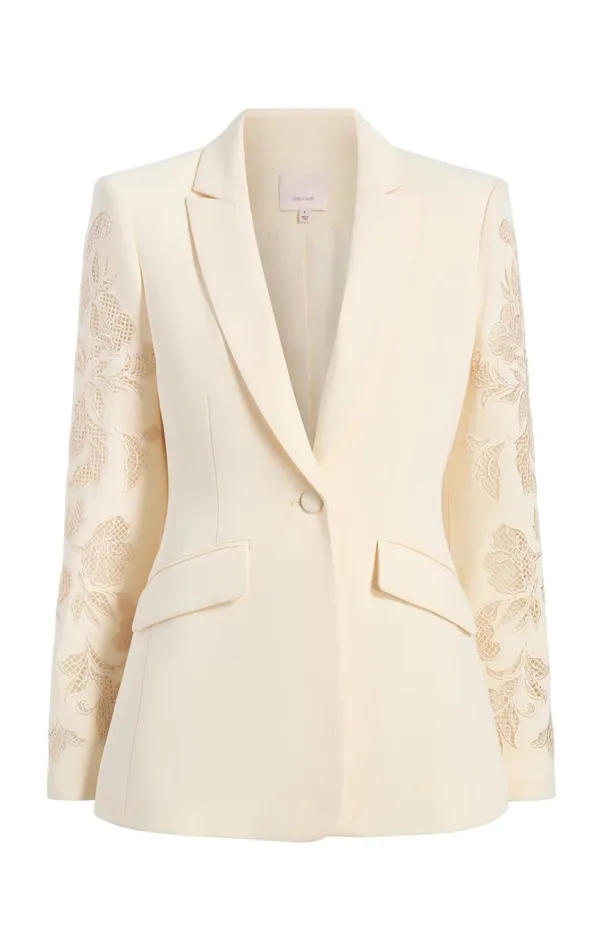 Women Blazers Cinq Sept Cutout Paisley Embellished Cheyenne Blazer Gardenia