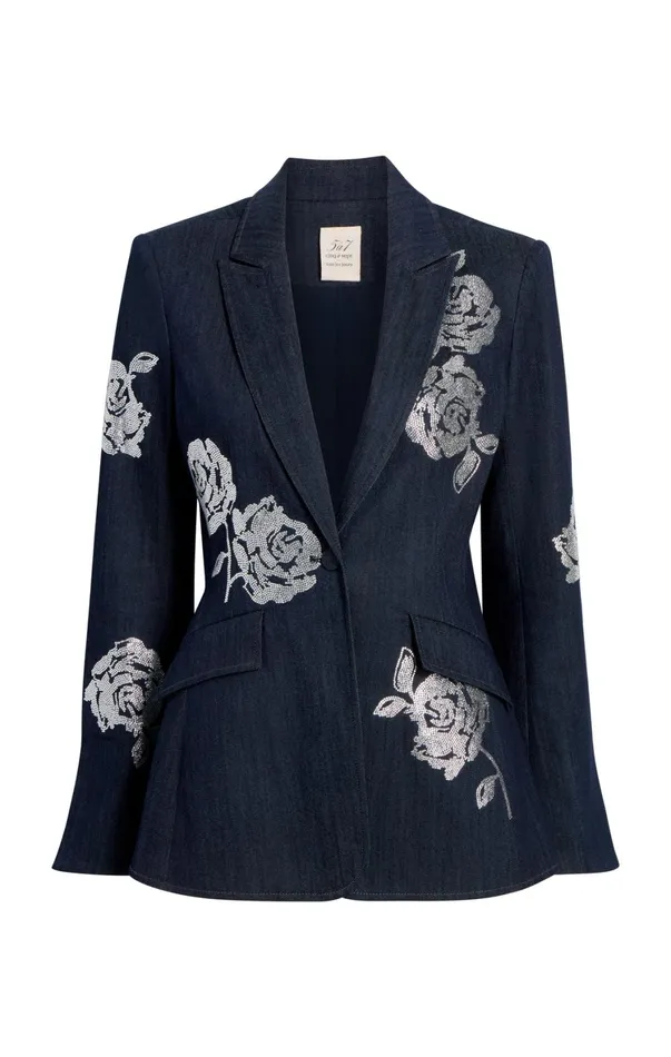 Women Blazers Cinq Sept Heatset Roses Cheyenne Blazer Indigo