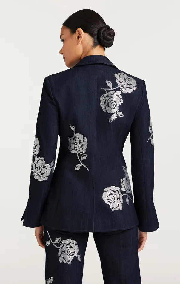 Women Blazers Cinq Sept Heatset Roses Cheyenne Blazer Indigo