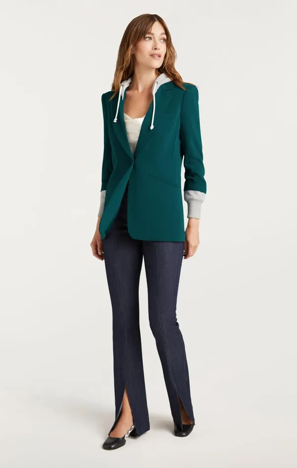 Women Blazers Cinq Sept Hooded Khloe Jacket Green Onyx