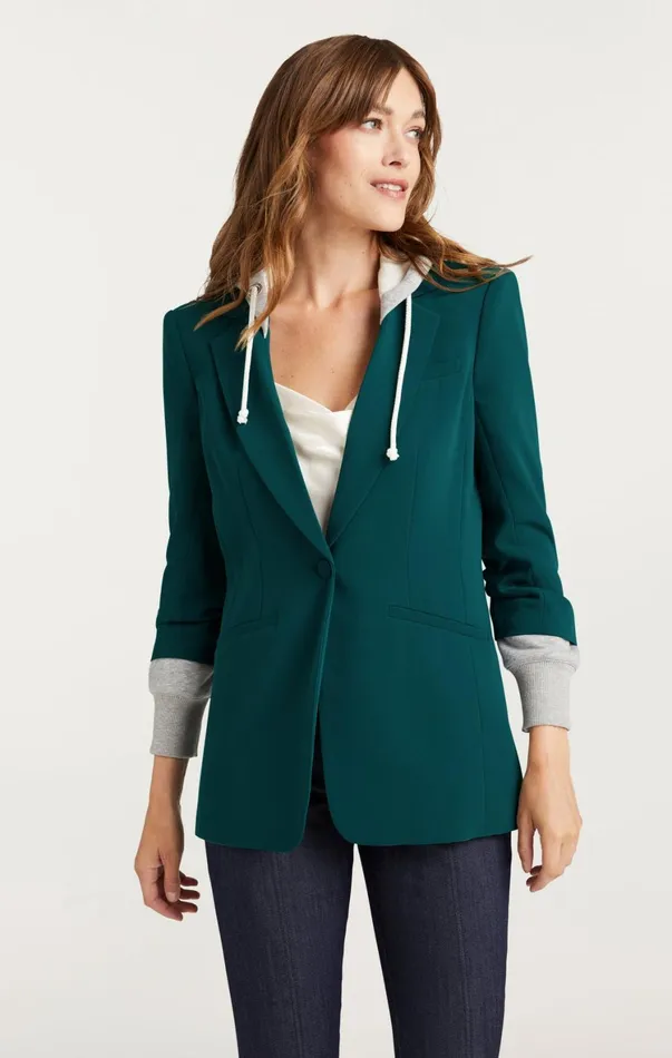 Women Blazers Cinq Sept Hooded Khloe Jacket Green Onyx
