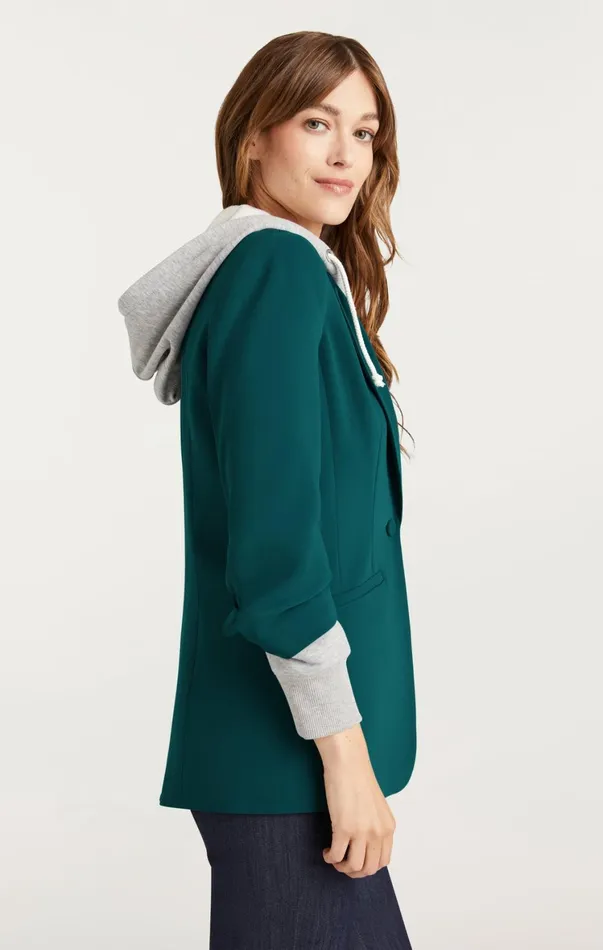 Women Blazers Cinq Sept Hooded Khloe Jacket Green Onyx