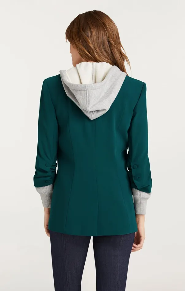 Women Blazers Cinq Sept Hooded Khloe Jacket Green Onyx