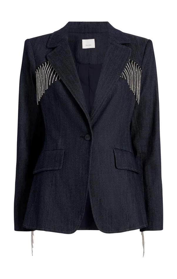 Women Blazers Cinq Sept Rhinestone Sasha Blazer Indigo