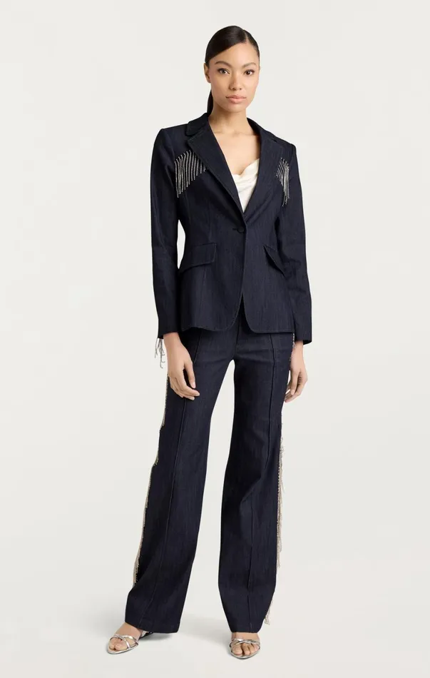 Women Blazers Cinq Sept Rhinestone Sasha Blazer Indigo