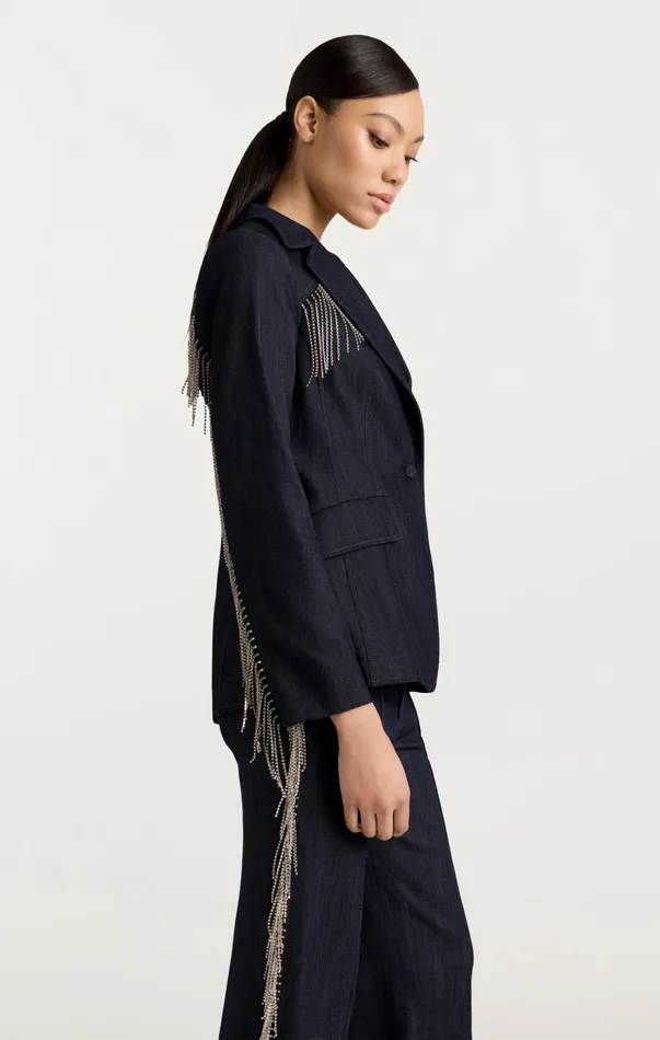 Women Blazers Cinq Sept Rhinestone Sasha Blazer Indigo