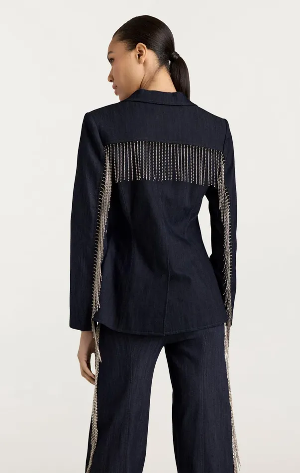 Women Blazers Cinq Sept Rhinestone Sasha Blazer Indigo