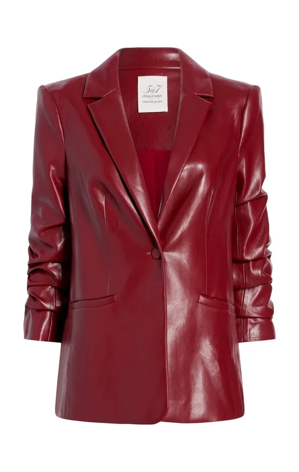Women Blazers Cinq Sept Vegan Leather Kylie Blazer Rhubarb