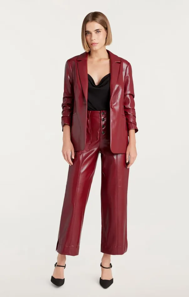 Women Blazers Cinq Sept Vegan Leather Kylie Blazer Rhubarb