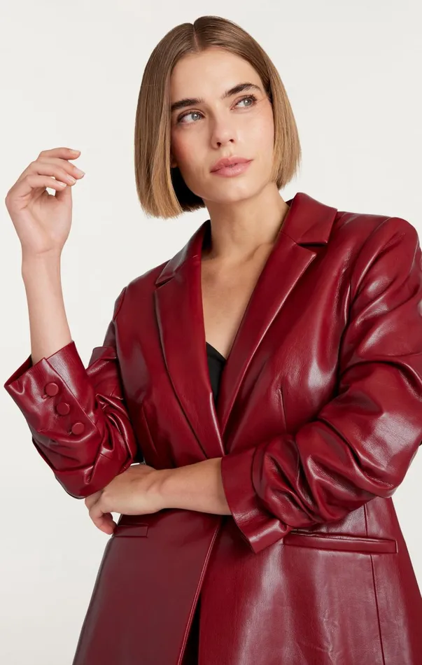 Women Blazers Cinq Sept Vegan Leather Kylie Blazer Rhubarb