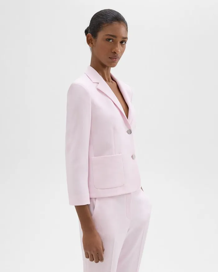 Women Blazers Jackets Theory Boxy Patch Pocket Blazer In Admiral Crepe Bloom