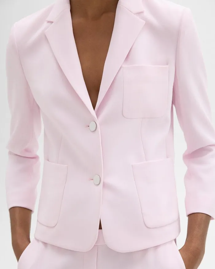 Women Blazers Jackets Theory Boxy Patch Pocket Blazer In Admiral Crepe Bloom