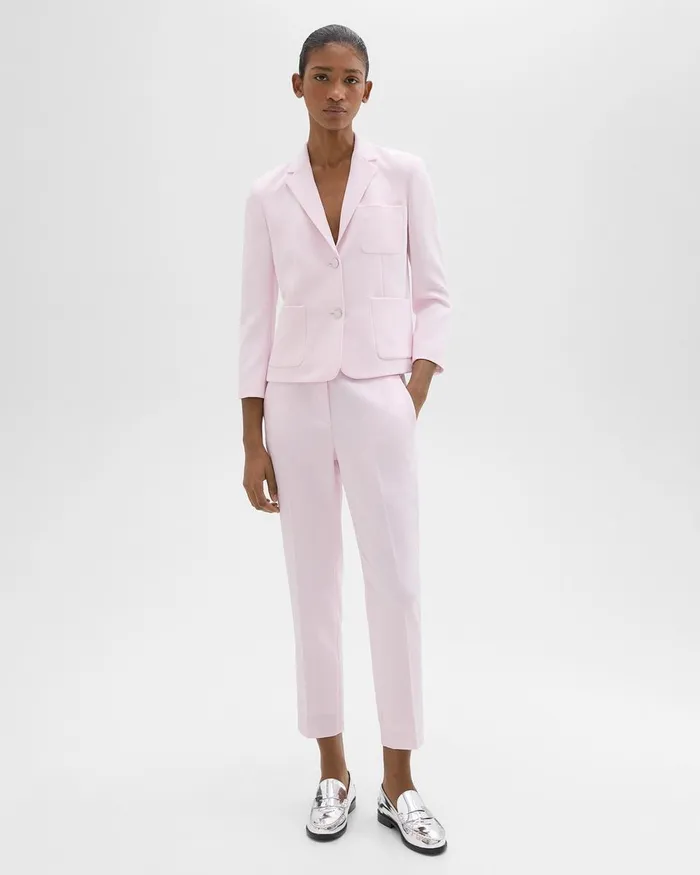Women Blazers Jackets Theory Boxy Patch Pocket Blazer In Admiral Crepe Bloom