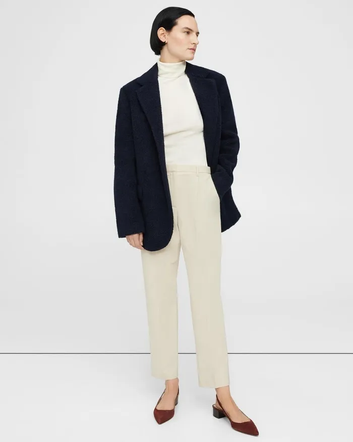 Women Blazers Jackets Theory Boy Blazer In Teddy Fleece Navy