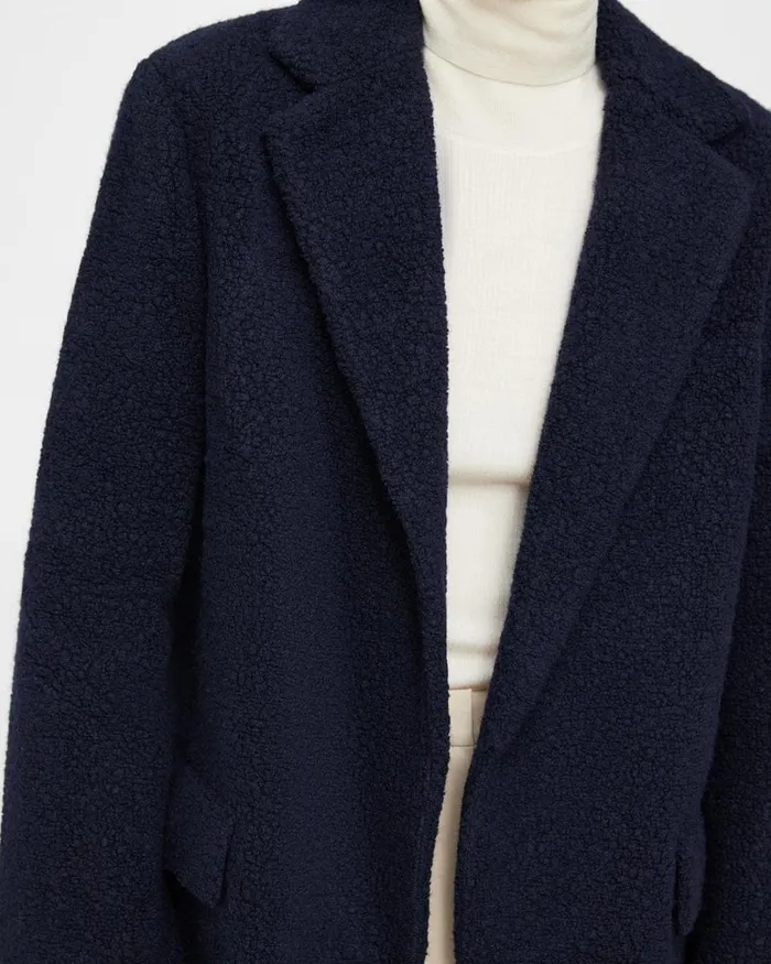 Women Blazers Jackets Theory Boy Blazer In Teddy Fleece Navy