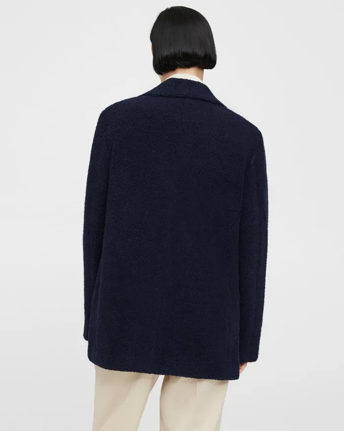 Women Blazers Jackets Theory Boy Blazer In Teddy Fleece Navy