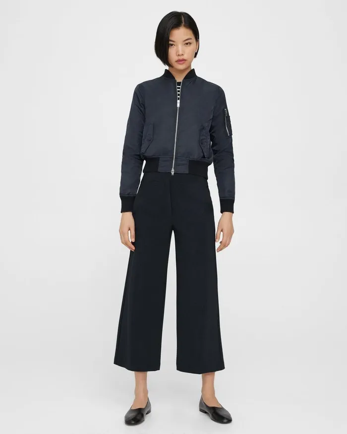Women Blazers Jackets Theory Classic Bomber Jacket In Recycled Nylon Nocturne Navy