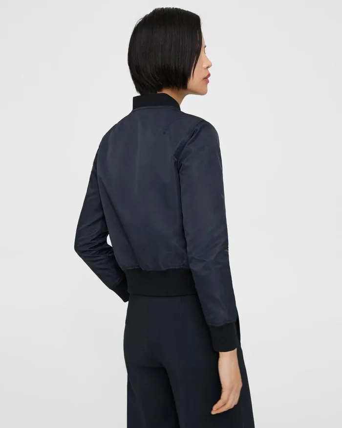 Women Blazers Jackets Theory Classic Bomber Jacket In Recycled Nylon Nocturne Navy