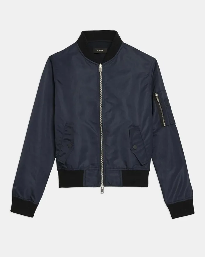 Women Blazers Jackets Theory Classic Bomber Jacket In Recycled Nylon Nocturne Navy