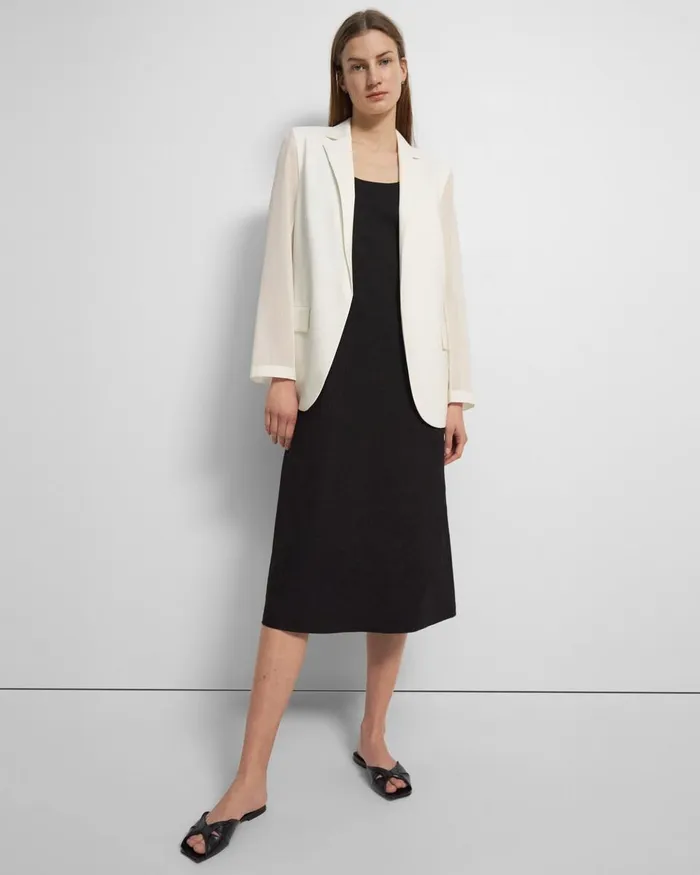 Women Blazers Jackets Theory Sheer Sleeve Blazer In Good Wool Ivory