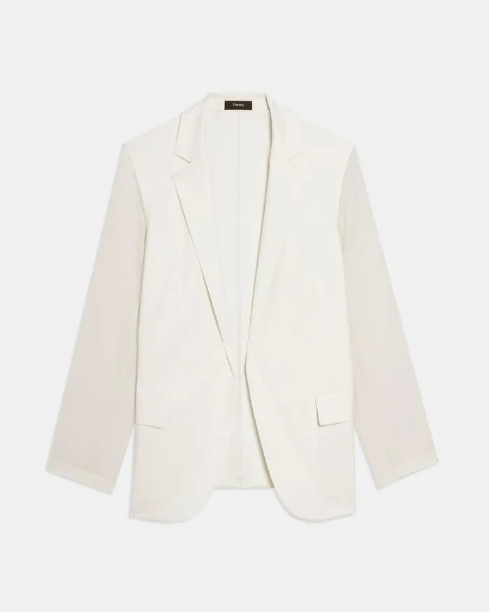 Women Blazers Jackets Theory Sheer Sleeve Blazer In Good Wool Ivory