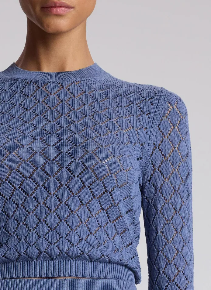 Women Brandi Pointelle Knit Top Steel Blue ALC Knitwear