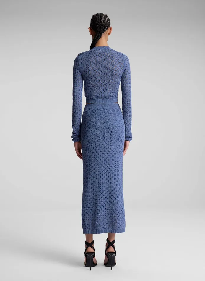 Women Brandi Pointelle Knit Top Steel Blue ALC Knitwear