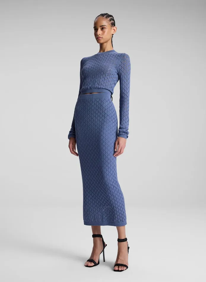 Women Brandi Pointelle Knit Top Steel Blue ALC Knitwear
