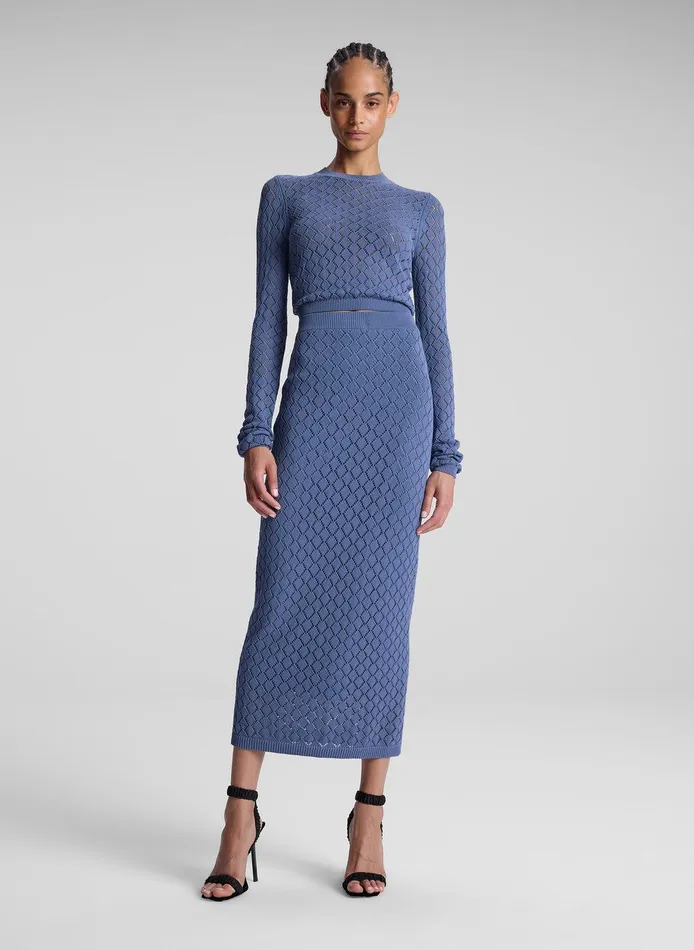 Women Brandi Pointelle Knit Top Steel Blue ALC Knitwear