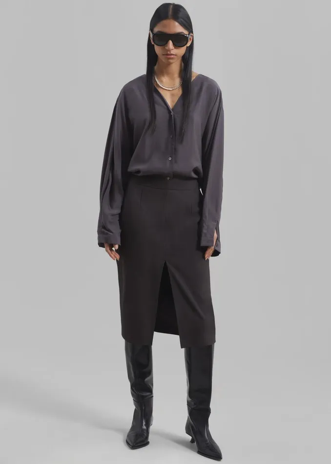 Women Brooklyn Midi Skirt 8211 Charcoal The Frankie Shop Bottoms