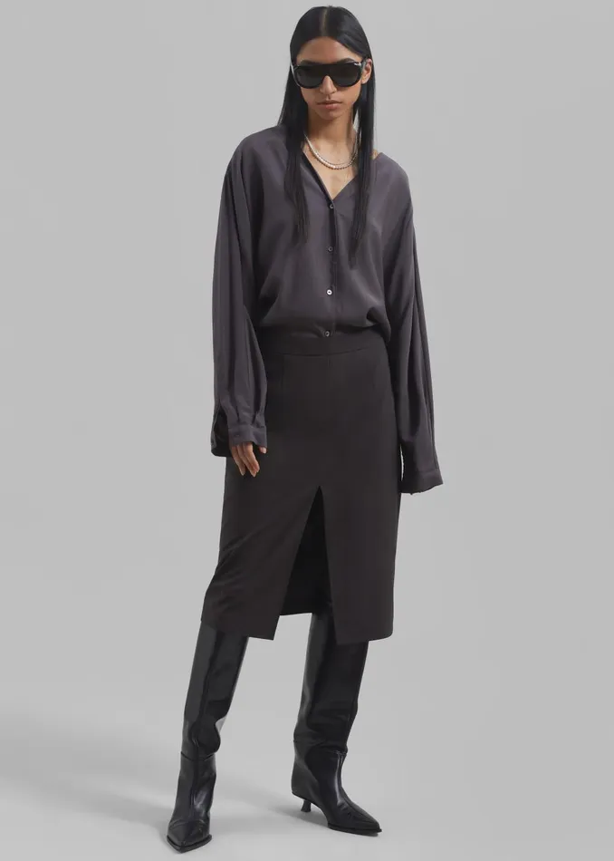 Women Brooklyn Midi Skirt 8211 Charcoal The Frankie Shop Bottoms