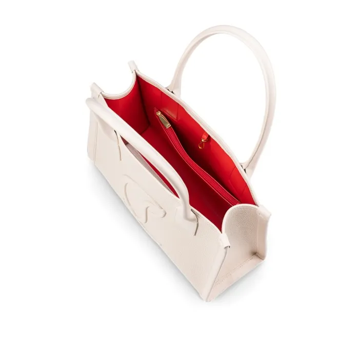 Women By My Side Small Tote Bag 8211 Grained Calf Leather 8211 Leche Christian Louboutin Totes