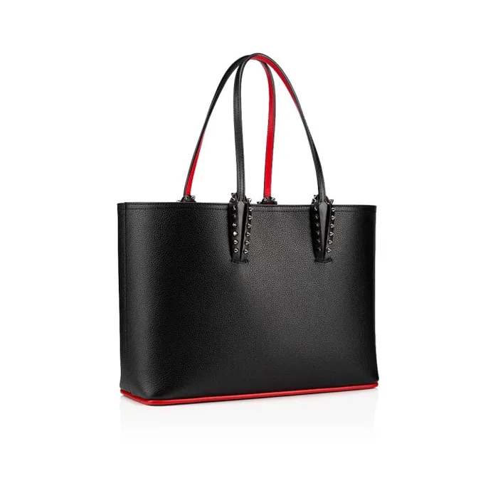 Women Cabata Small Tote Bag 8211 Calf Leather 8211 Black Christian Louboutin Shoulder Bags