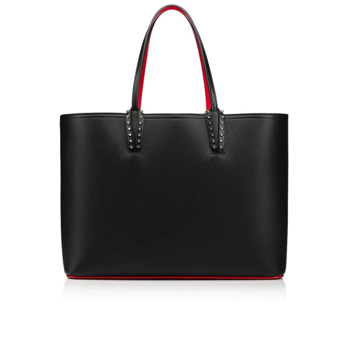 Women Cabata Tote Bag 8211 Grained Calf Leather And Smooth Calf Leather 8211 Black Christian Louboutin Shoulder Bags