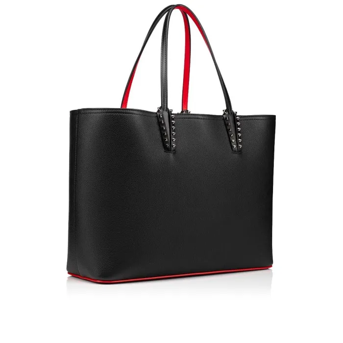 Women Cabata Tote Bag 8211 Grained Calf Leather And Smooth Calf Leather 8211 Black Christian Louboutin Shoulder Bags