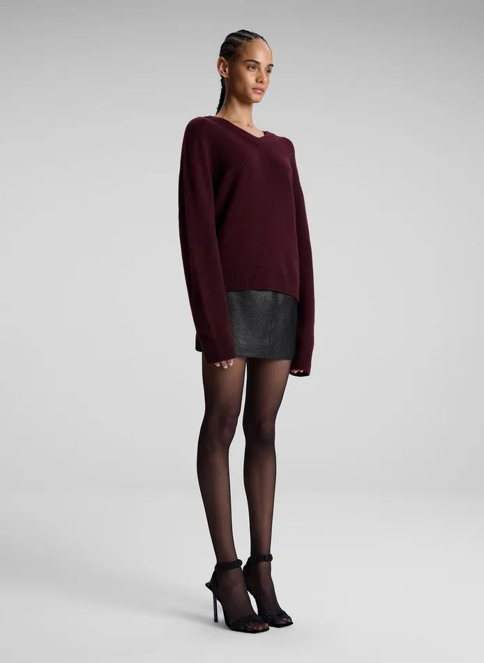 Women Calven Cashmere V Neck Sweater Burgundy ALC Sweaters