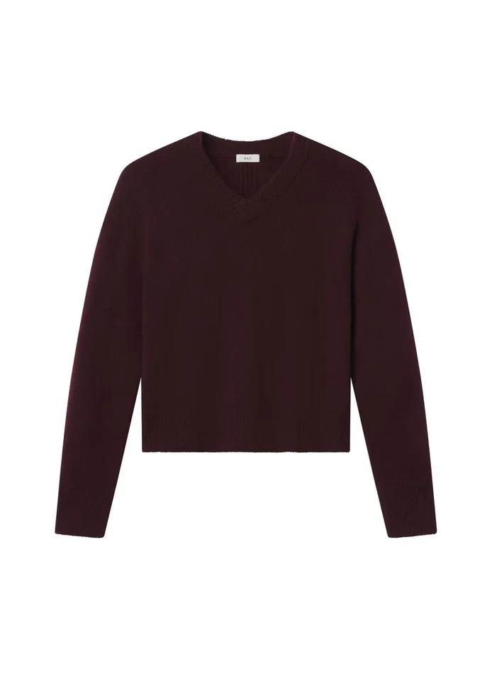 Women Calven Cashmere V Neck Sweater Burgundy ALC Sweaters