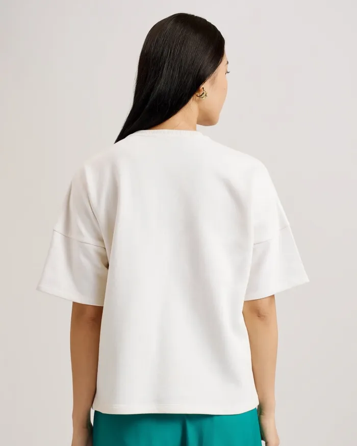 Women CARAAE 8211 Sequin Detail Boxy Cotton TShirt White Ted Baker Tops and Blouses Women CARAAE 8211 Sequin Detail Boxy Cotton TShirt White Ted Baker Tops and Blouses
