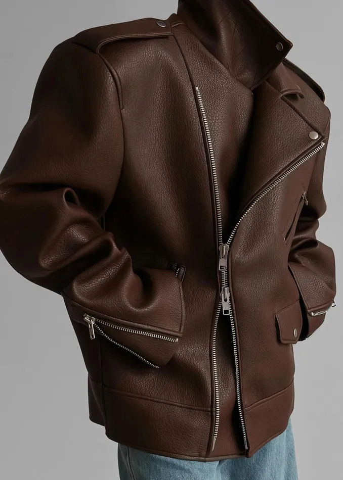 Women Chicago Oversized Biker Jacket 8211 Brown The Frankie Shop Outerwear