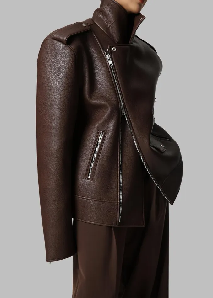 Women Chicago Oversized Biker Jacket 8211 Brown The Frankie Shop Outerwear