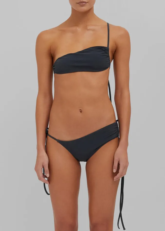 Women Christopher Esber Atmos Drawstring Bikini Top 8211 Charcoal The Frankie Shop Swimwear