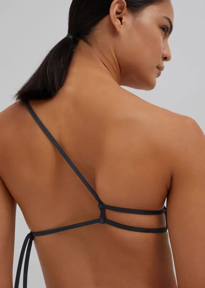 Women Christopher Esber Atmos Drawstring Bikini Top 8211 Charcoal The Frankie Shop Swimwear