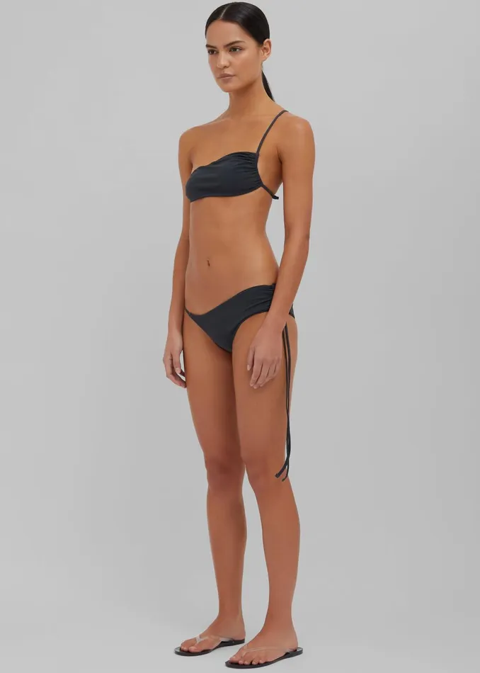 Women Christopher Esber Atmos Drawstring Bikini Top 8211 Charcoal The Frankie Shop Swimwear