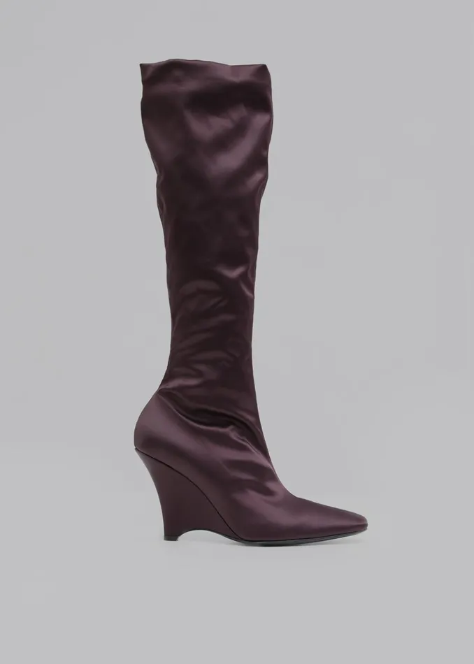 Women Christopher Esber Avery Knee High Boots 8211 Mahogany The Frankie Shop