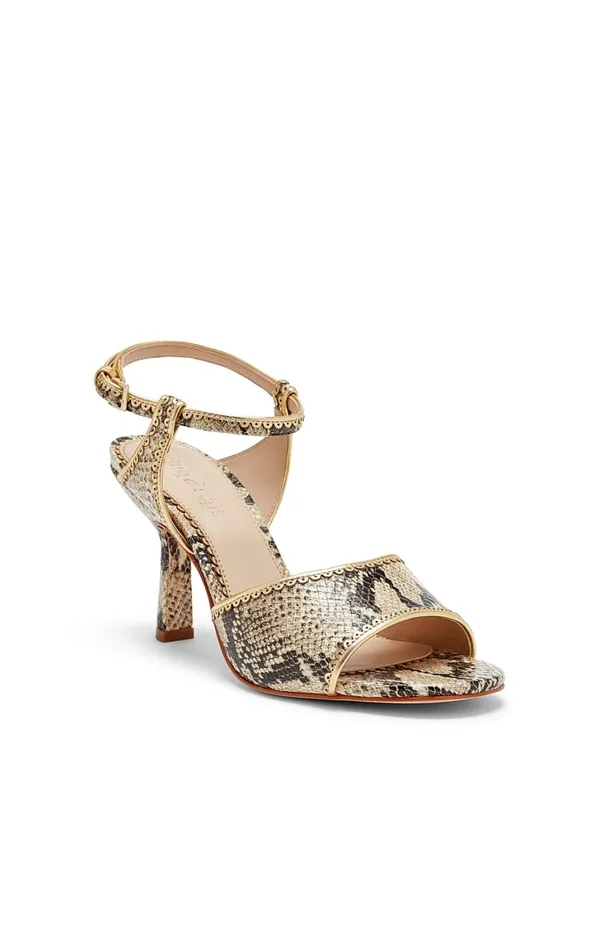 Women Cinq Sept Rebecca Ankle Strap Sandal Natural Multigold