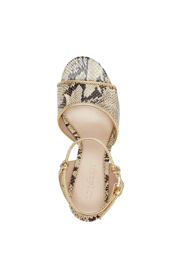 Women Cinq Sept Rebecca Ankle Strap Sandal Natural Multigold