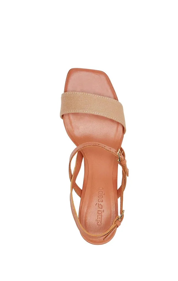 Women Cinq Sept Sophie Denim Ankle Strap Sandal Saharasaddle